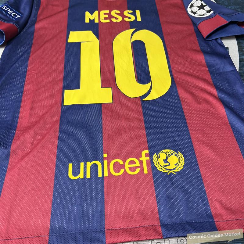 14 15  Home Vintage Jersey No. 10 Messi Short Soccer Jersey