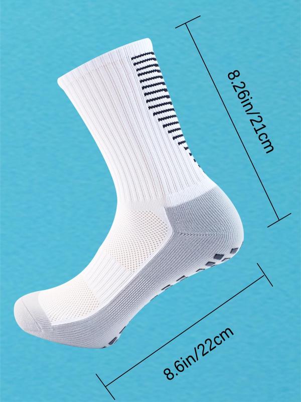 Sporty Men's Triangle Print Grippers Athletic Socks, Sports Non-Slip Soccer Crew Socks, Football Basketball Sports Socks for Men, Fall Outfits, Fallfreshness