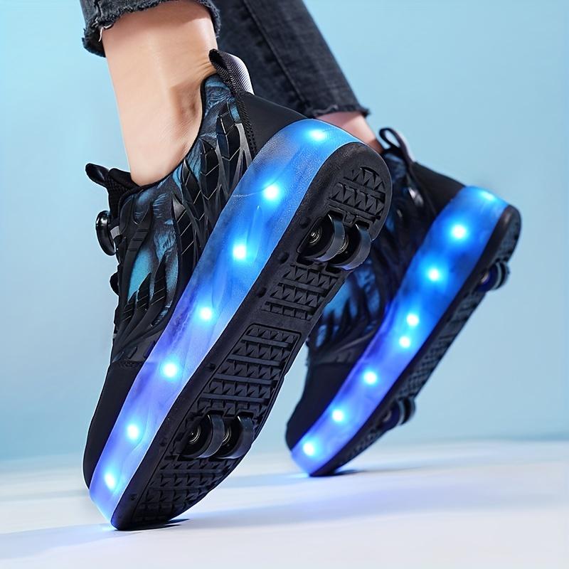 Fashion Roller Shoes With Rotating Buckle, Comfy Detachable Wheel Skate Sneakers For Outdoor