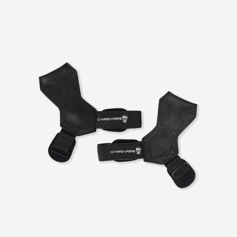 Gymreapers Weight Lifting Grips (Pair) for Heavy Powerlifting, Deadlifts, Rows, Pull Ups, with Neoprene Padded Wrist Wraps Support and Strong Rubber Gloves or Straps for Bodybuilding