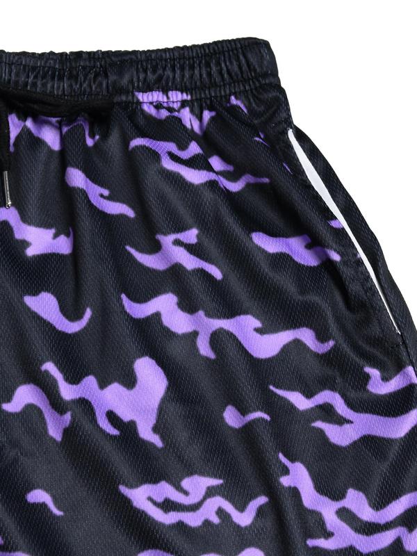 Men's All Over Print Drawstring Waist Shorts, Casual Pocket Tie Front Track Shorts for Summer, Shorts for Men, Fashion Men's Bottoms for Gym Workout Running