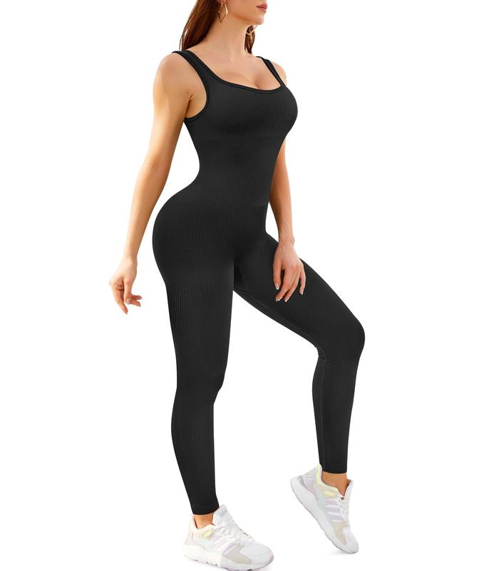 Women's One Shoulder Sleeveless Sports Jumpsuits