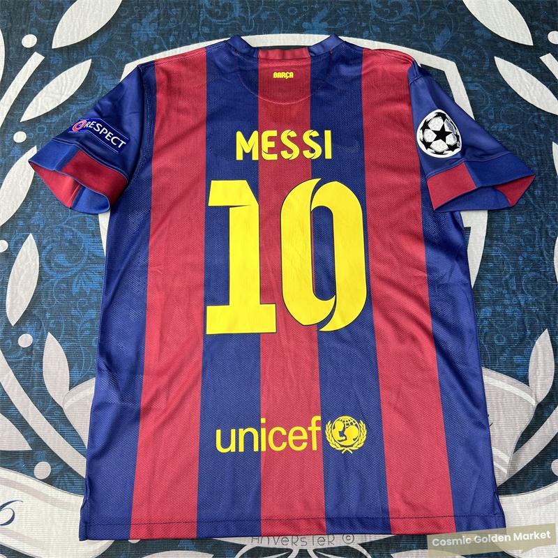 14 15  Home Vintage Jersey No. 10 Messi Short Soccer Jersey