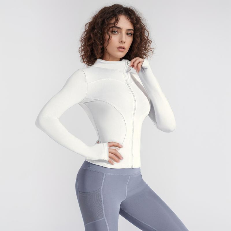 Women's yoga jackets Slim yoga clothes, fitness tops and jackets, breathable and stretchy, quick-drying long-sleeved sportswear