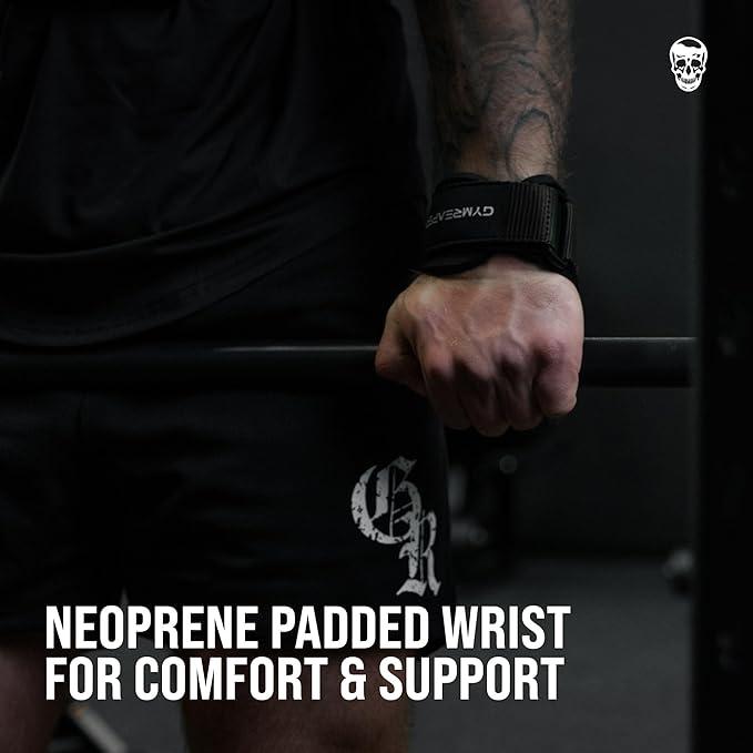 Gymreapers Weight Lifting Grips (Pair) for Heavy Powerlifting, Deadlifts, Rows, Pull Ups, with Neoprene Padded Wrist Wraps Support and Strong Rubber Gloves or Straps for Bodybuilding