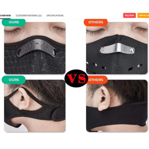 2- Pack Cycling Riding Reusable Dust Face Mask with Breathing Valve PM2.5 Carbon Filter