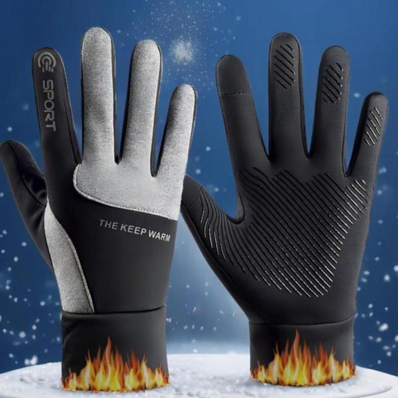 Winter Warm Gloves, 1 Pair Touch Screen Waterproof Windproof Anti-slip Heating Gloves, Outdoor Sports Gloves for Hiking Driving Running Cycling, Christmas Gift