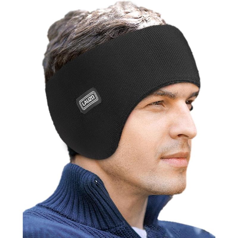 Double-Layer Ear Warmer Headband-Knit Fuzzy Lined Winter Ear Muff for Men Women Running Cycling Ear Covers