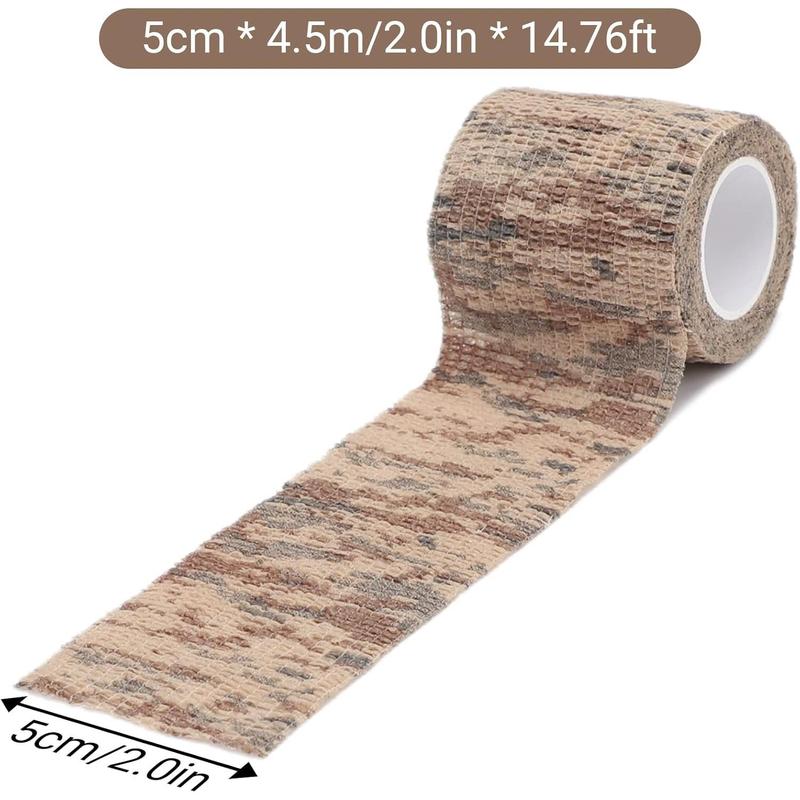 4 Roll Camo Tape Wrap, Camouflage Self-Adhesive Camo Stick Bandage for Outdoor Sports Climbing Camping, 2in x 14.76ft for Range Finder Camera Flashlight Bicycle