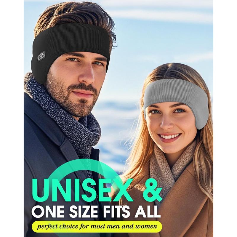 Double-Layer Ear Warmer Headband-Knit Fuzzy Lined Winter Ear Muff for Men Women Running Cycling Ear Covers