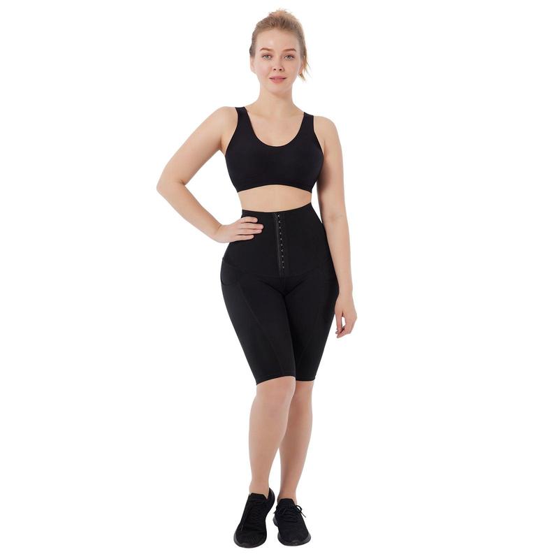 FeelinGirl Tummy Control Compression Shorts for Women with Pockets Waist Trainer Corset Athletic Leggings