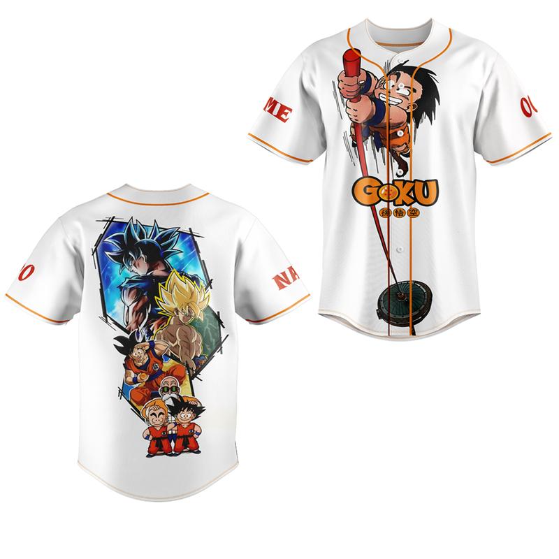 Goku Kid Dragon Ball Kame Anime Baseball Jersey Sport Jersey Shirt Summer Gift For Him and For Her Gift For Baseball Fan Lover