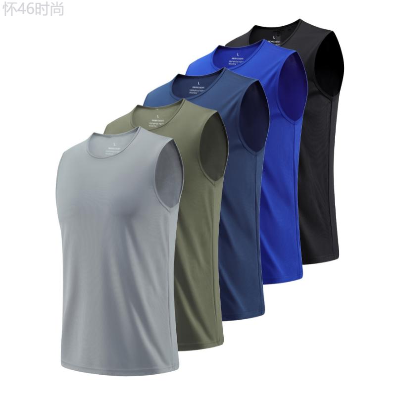 5pcs Mens Ultimate Quick-drying Breathable Tank Top - Super Lightweight & Moisture-Wicking - Perfect for Summer Gym, Fitness, & Running