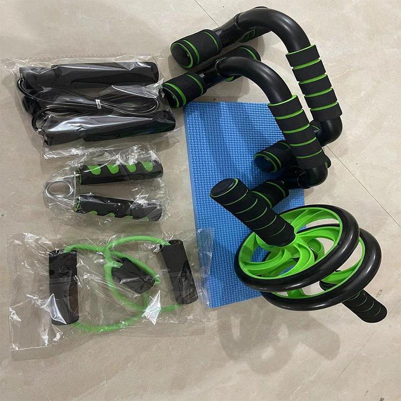 Professional Fitness Equipment Set, 1 Set Ab Training Equipment, Including Jump Rope, Push Up Bar, Resistance Band, Ab Wheel, Home Gym Equipment