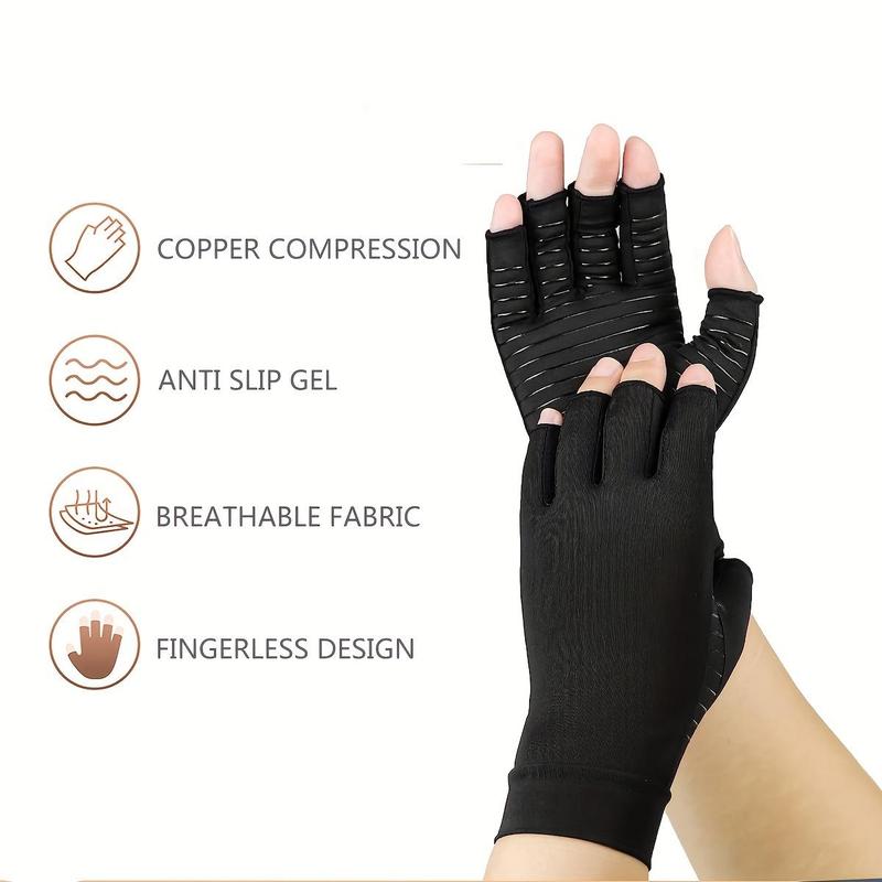 Half Finger Sports Gloves, 1 Pair Copper Compression Gloves, Fingerless Gloves, Unisex Gloves for Cycling, Biking, Driving, Exercise, Training, Fitness, and Outdoor Activities