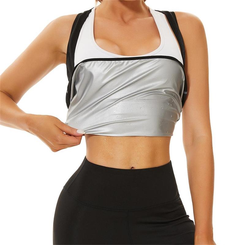 Women's Premium Milk Silk Sauna Top with Advanced Sweat-Inducing Material, Supportive Tank Design, and Eye-Catching Silver Logo for an Unmatched Fitness Experience