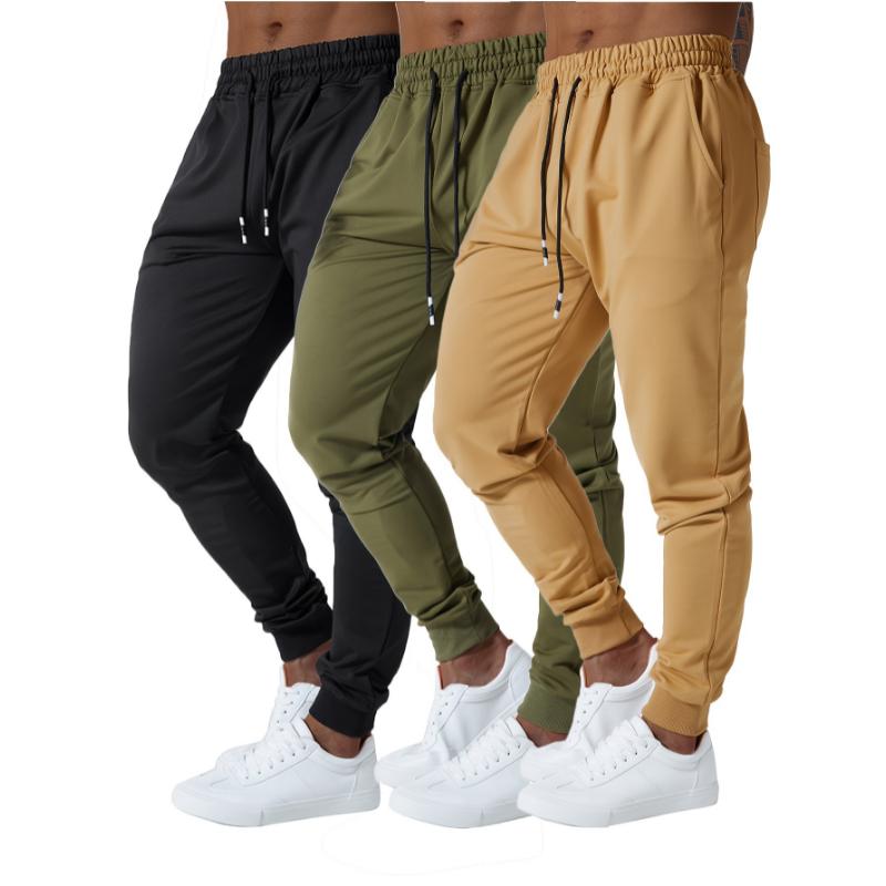 3pcs Ultra Elastic Mens Jogger Sweatpants with Deep Side Pockets for Gym Running Workout Athletic Bottom