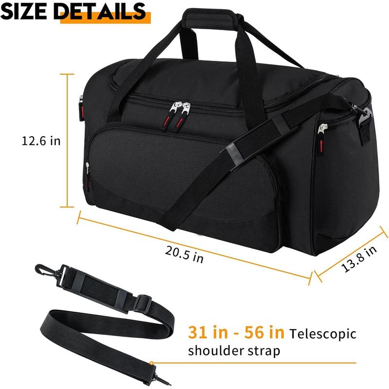 55L Sports Duffle Bags Large Gym Duffel Bag Workout Bag for Men - Black