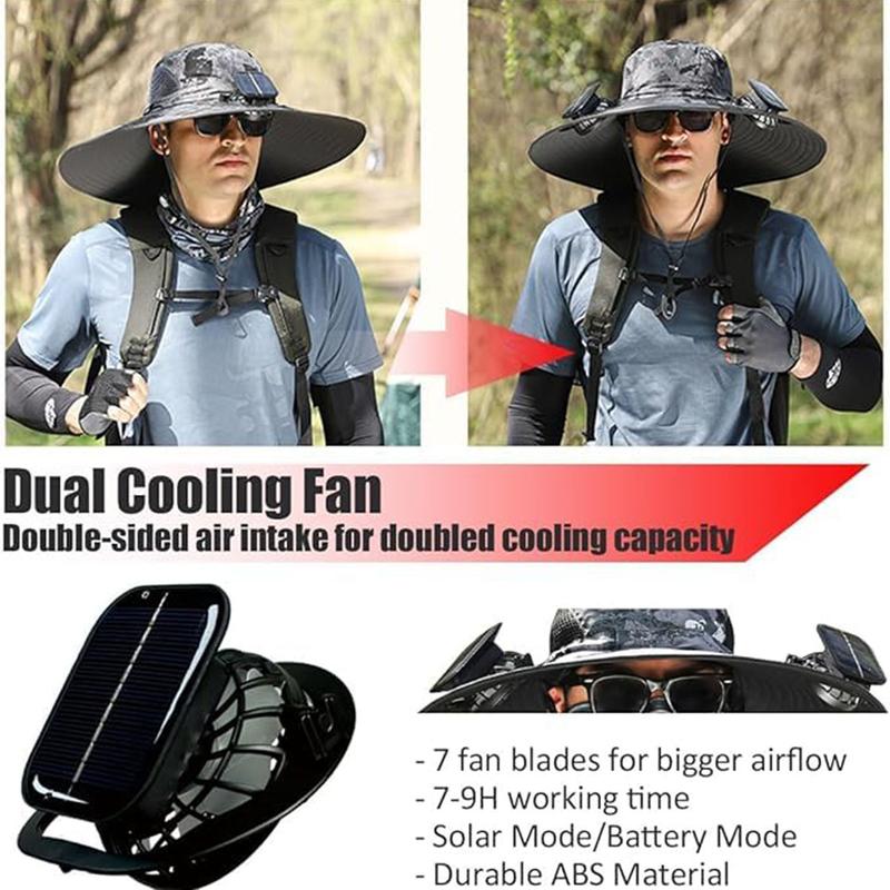 {Clearence Event} New Solar fan Outdoor Fishing Hat-Solar Panel Fan Hat Sun Protection Sun Hat With Fan Solar Fan Hats For Men-Solar & USB Charging Double Power Fans Outdoor Solar Panel Fan Hat fishinghats