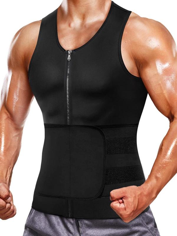 Men's Back To School Zipper Neoprene Sauna Vest for Spring, Fall Outfits, Fallfreshness Sweat Sauna Vest for Weight Loss, Graphic Tees for Gym, Sports Tops, Slimming Shaper, Running Vest, Gym Clothing