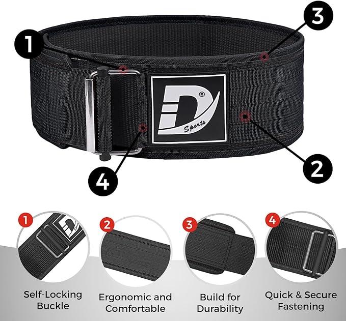 Defy Self Locking Weight Lifting Belt – Premium Weightlifting Belt for Powerlifting, Bodybuilding, Cross Training & Back Support – Adjustable Workout Belt for Men & Women