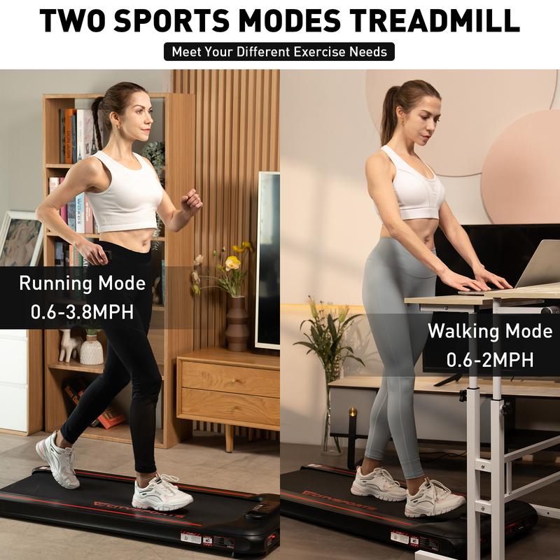 Ultra Quiet & Thin Under Desk Walking Treadmill: Portable, Speed Adjustable with APP, Comprehensive LCD and Calorie Monitor, Perfect for Home Office