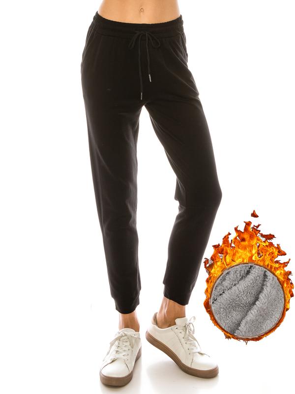 The12th Women's Soft Fleece Pockets Drawstring Jogger Elastic Waist Premium Warm Track Breathable Comfortable Sweatpants