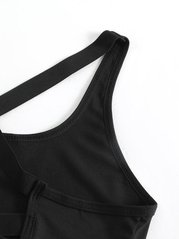 Women's Solid Criss Cross Backless Crop Sports Vest, Casual Comfortable Breathable High Stretch Cropped Sports Top for Yoga Gym Workout, Ladies Sportswear for All Seasons