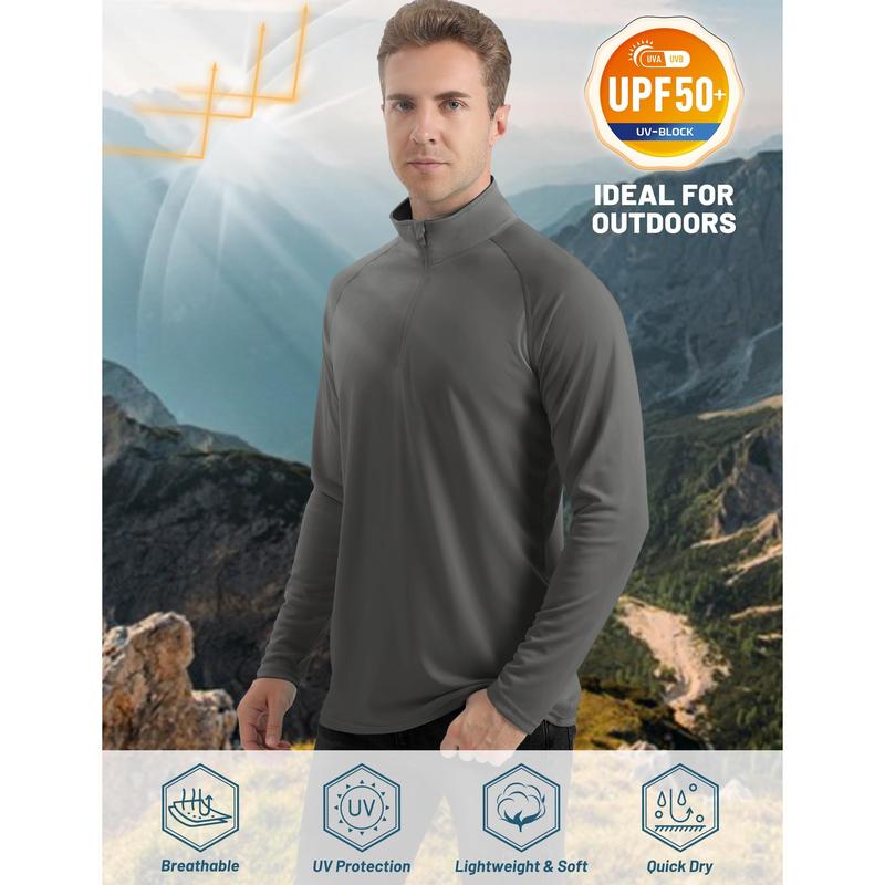 MAGCOMSEN Men's 1 4 Zip Shirt UPF 50+ Quick Dry Lightweight Long Sleeve for Hiking Running Rashguard