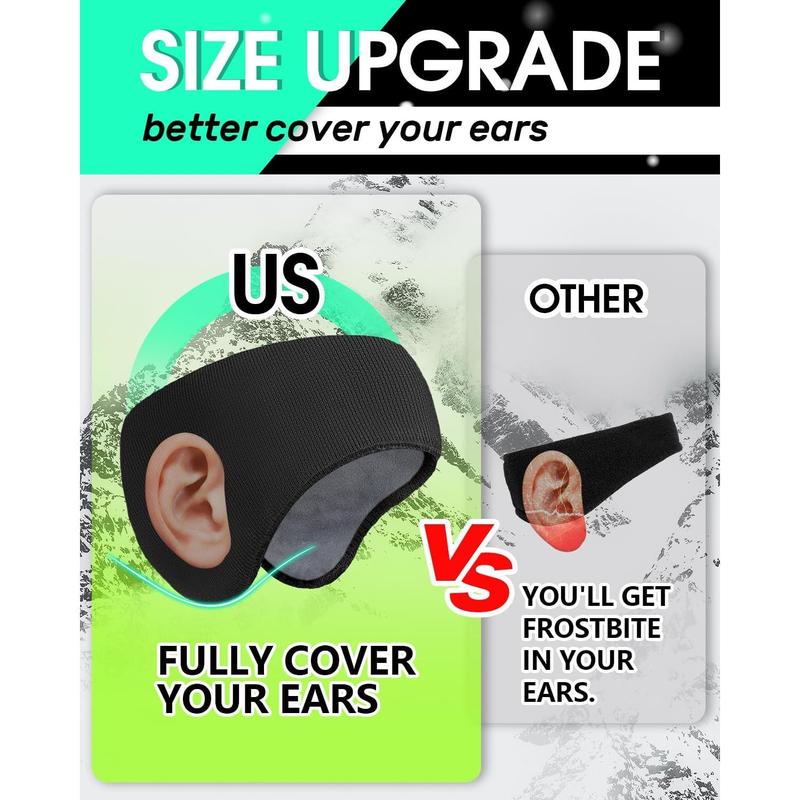 Double-Layer Ear Warmer Headband-Knit Fuzzy Lined Winter Ear Muff for Men Women Running Cycling Ear Covers