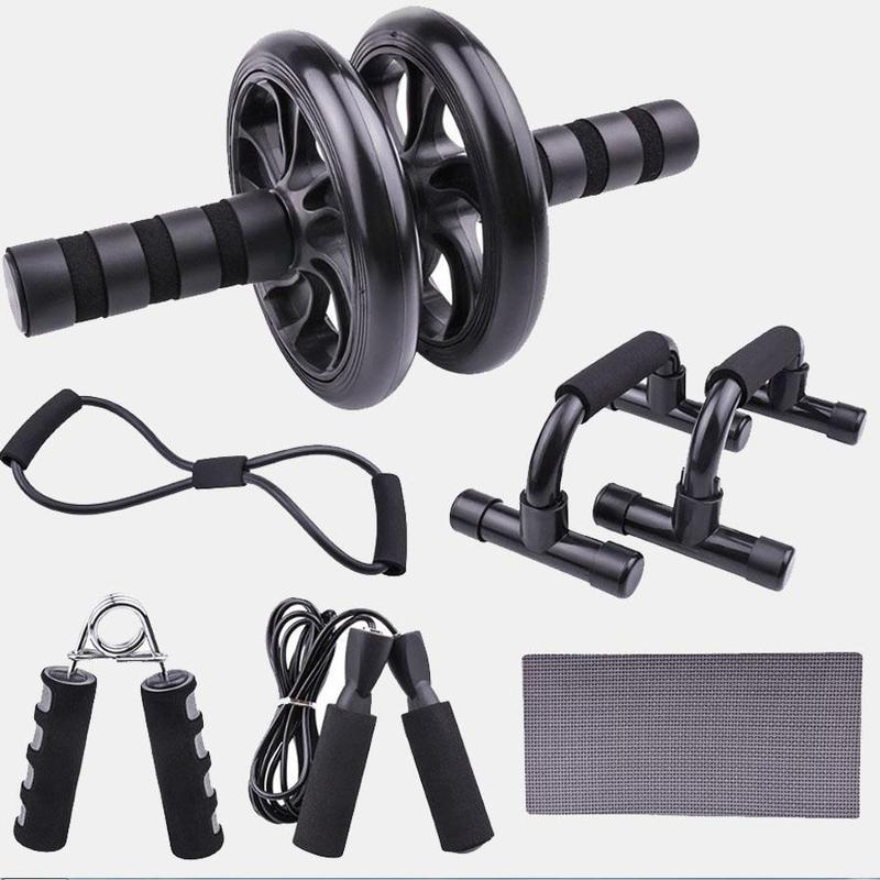 Professional Fitness Equipment Set, 1 Set Ab Training Equipment, Including Jump Rope, Push Up Bar, Resistance Band, Ab Wheel, Home Gym Equipment