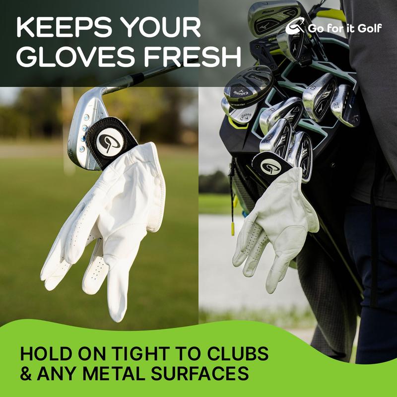 2-Pack Men's Golf Glove Left Hand with Magnetic Strap, Cabretta Leather Dry & Fresh Between Shots, Comfortable and Durable Design (2 Pack) golf gift