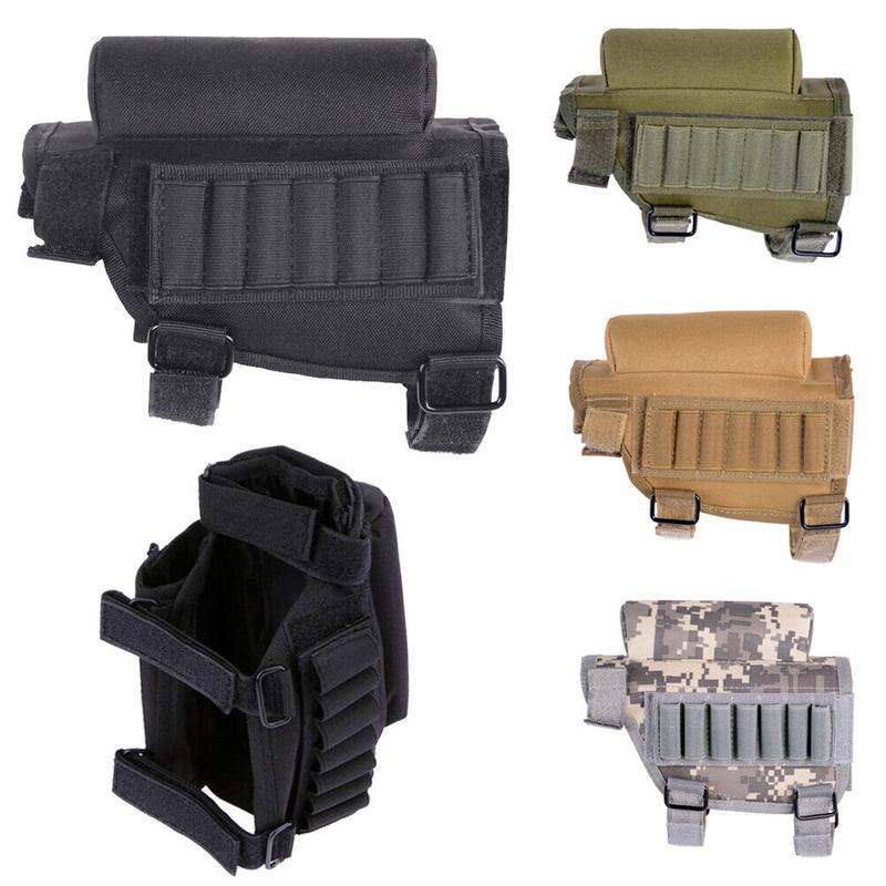 Adjustable Outdoor Tactical Butt Stock Rifle Cheek Rest Pouch Bullet Holder Bag