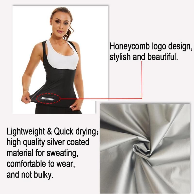 Women's Premium Milk Silk Sauna Top with Advanced Sweat-Inducing Material, Supportive Tank Design, and Eye-Catching Silver Logo for an Unmatched Fitness Experience