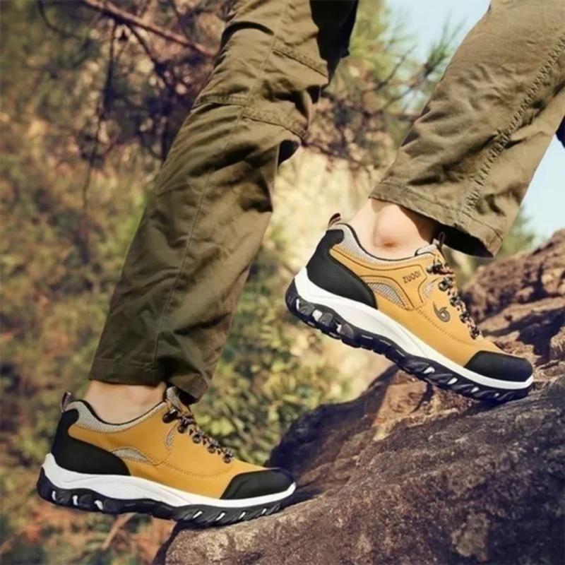 Men Casual Running Camping Shoes Leather Outdoor Sneakers Hiking Shoes Waterproof Non-slip Sport