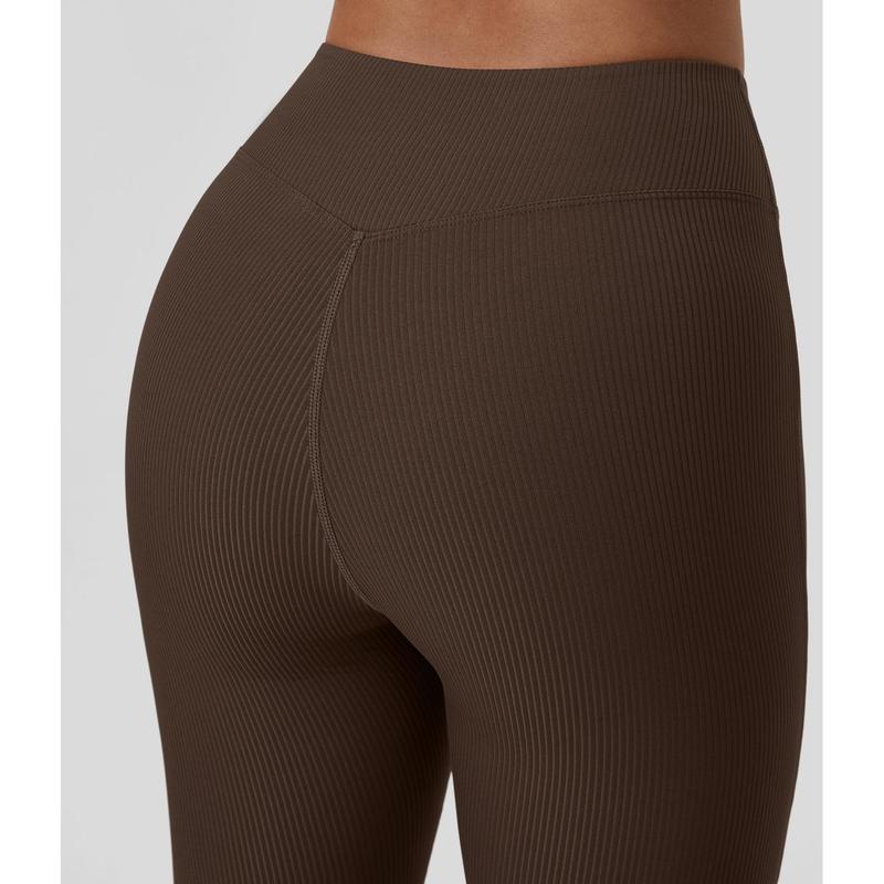 Halara Ribbed High Waisted Split Flared Yoga Full Length Leggings