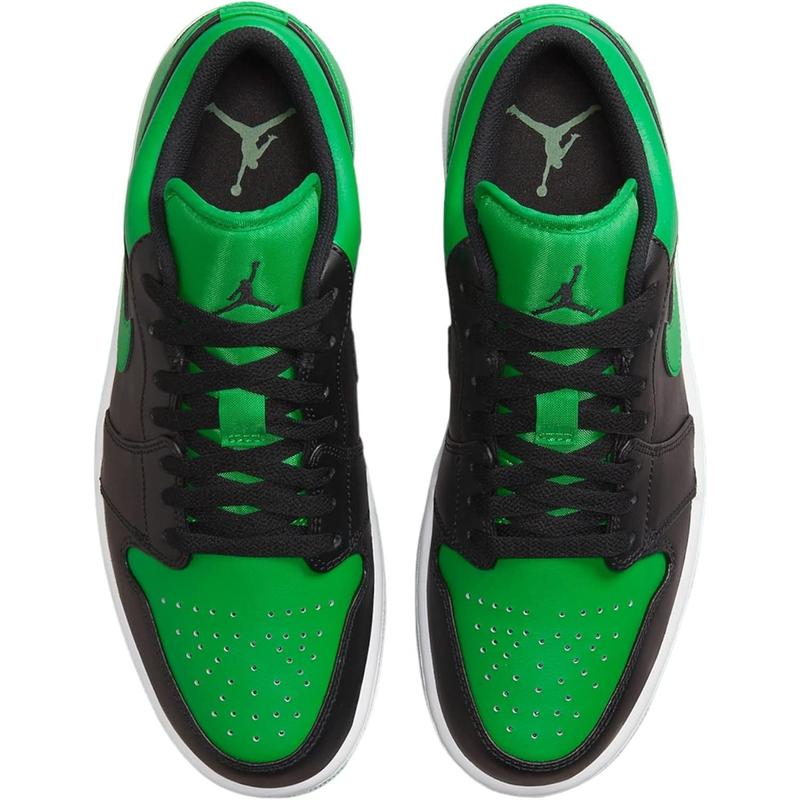 Men's Air Jordan 1 Low Black Black-Lucky Green-White (553558 065)