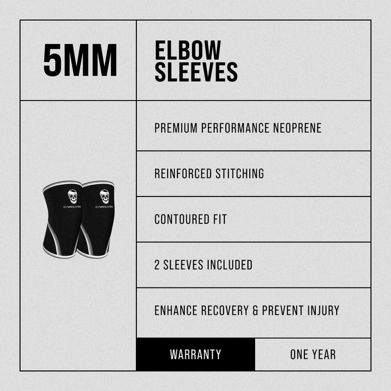 Premium 5mm Neoprene Elbow Sleeves for Powerlifting - Black Black