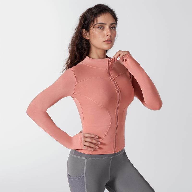 Women's yoga jackets Slim yoga clothes, fitness tops and jackets, breathable and stretchy, quick-drying long-sleeved sportswear