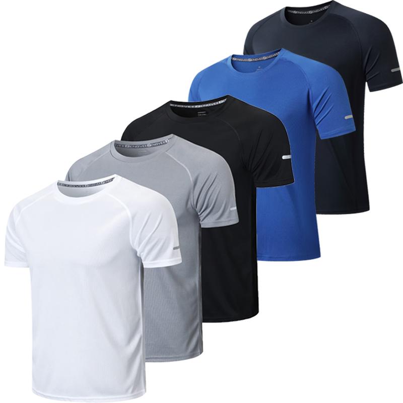 3 5 7PCS Men's Plain Round Neck Regular Sleeve,Spring Sportswear, Compression Shirts,QuickDrying T-shirt,Back To School Tops