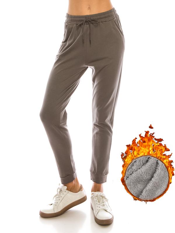 The12th Women's Soft Fleece Pockets Drawstring Jogger Elastic Waist Premium Warm Track Breathable Comfortable Sweatpants