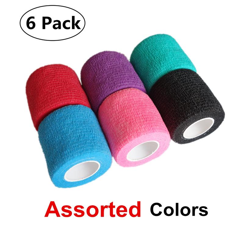 6 Pack 2 Inch Adhesive Bandage Self-Adhesive Wrap Elastic Self-Adhesive Wrap Breathable-Adhesive Tape