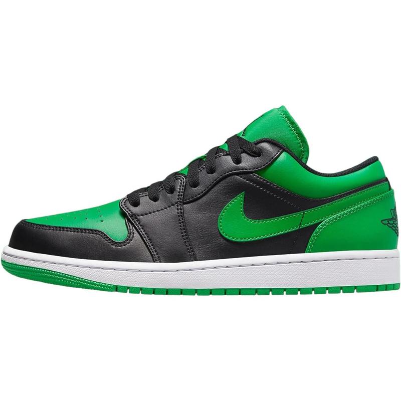 Men's Air Jordan 1 Low Black Black-Lucky Green-White (553558 065)