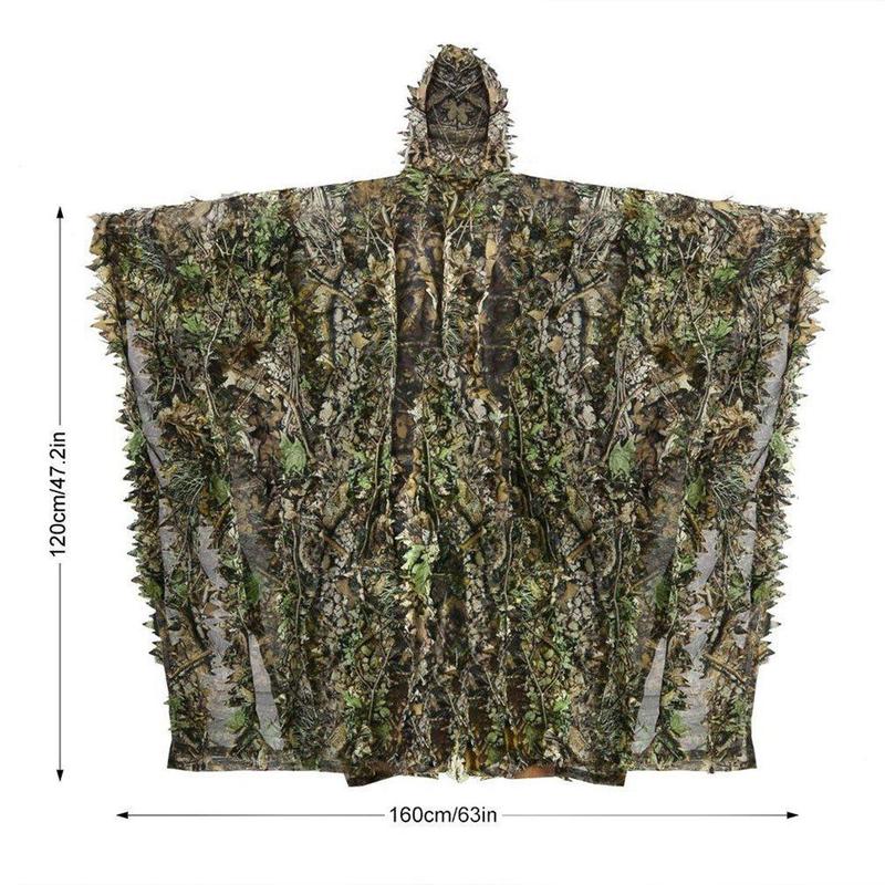 Lifelike 3D Leaves Camouflage Poncho Cloak, 3D Leafy Camouflage Ghillie Suit, Outdoor Woodland 3D Leaves Hunting Cape, Camouflage Cloak Ghillie Suit, Camo Cape Cloak Clothing for Watch Military CS Woodland Hunting