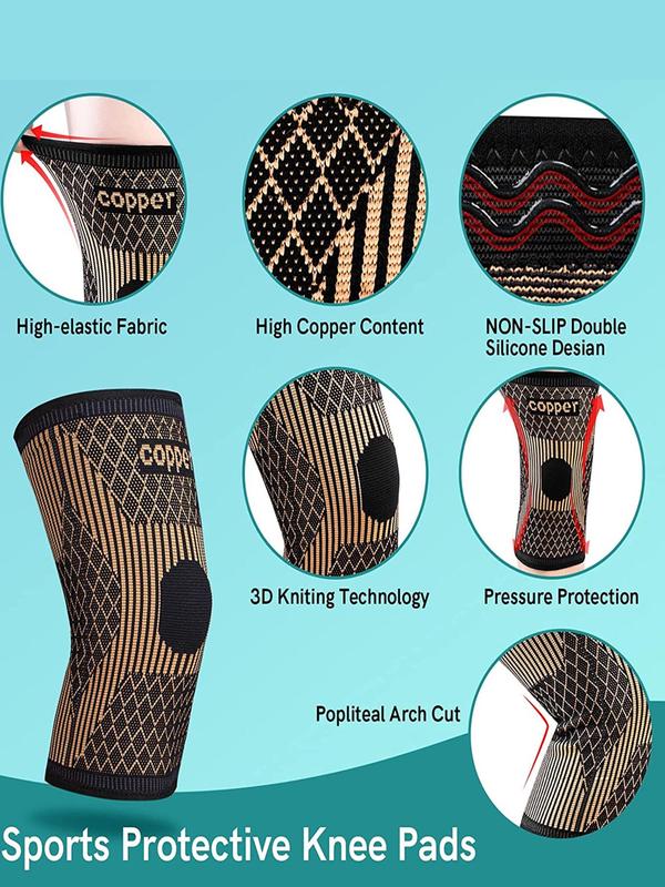 Copper Knee Brace, Sports Knee Pad for Knee Pain, Compression Sleeve for Sports, Workout, Knee Pain Relief, Knee Pads for Men & Women, Gym Clothes