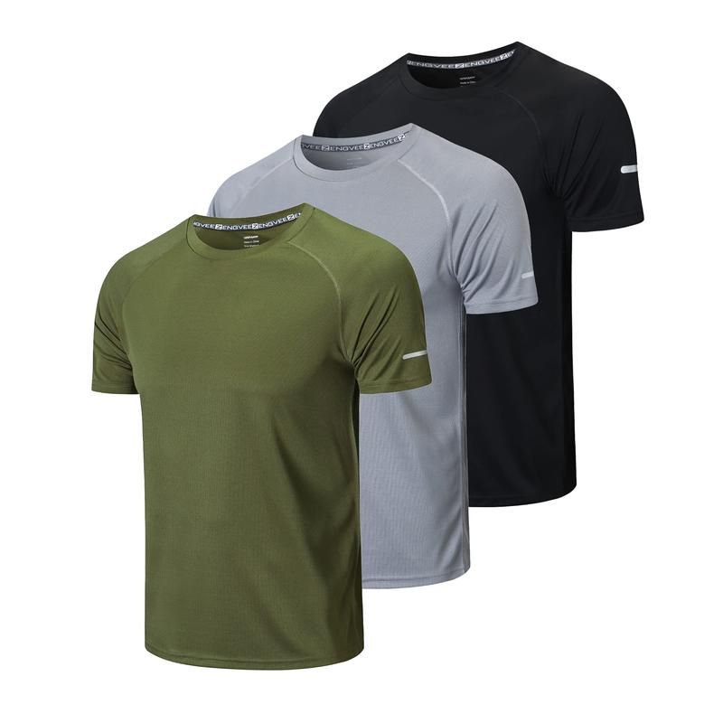 3 5 7PCS Men's Plain Round Neck Regular Sleeve,Spring Sportswear, Compression Shirts,QuickDrying T-shirt,Back To School Tops