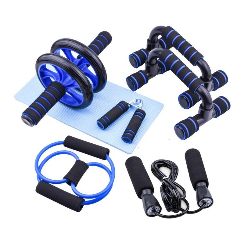 Professional Fitness Equipment Set, 1 Set Ab Training Equipment, Including Jump Rope, Push Up Bar, Resistance Band, Ab Wheel, Home Gym Equipment