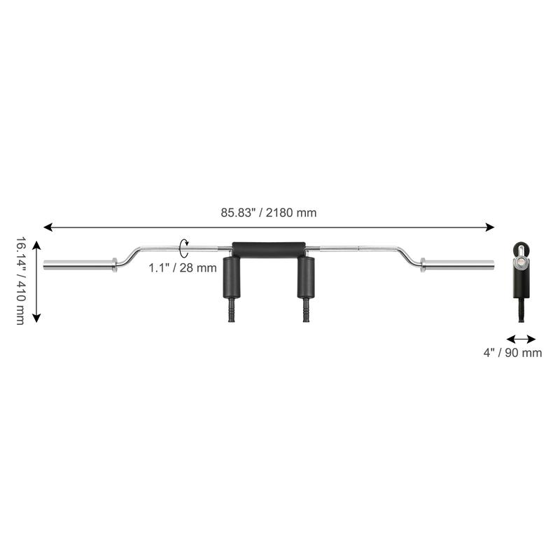 VEVOR Safety Squat Bar, 700 LBS Fitness Squat  Bar, Safety Squat Bar Attachment with Shoulder and Arm Pads, 28mm Diameter Weight Bar, Ideal for Front Squats, Lunges, Rehab, Physical Therapy