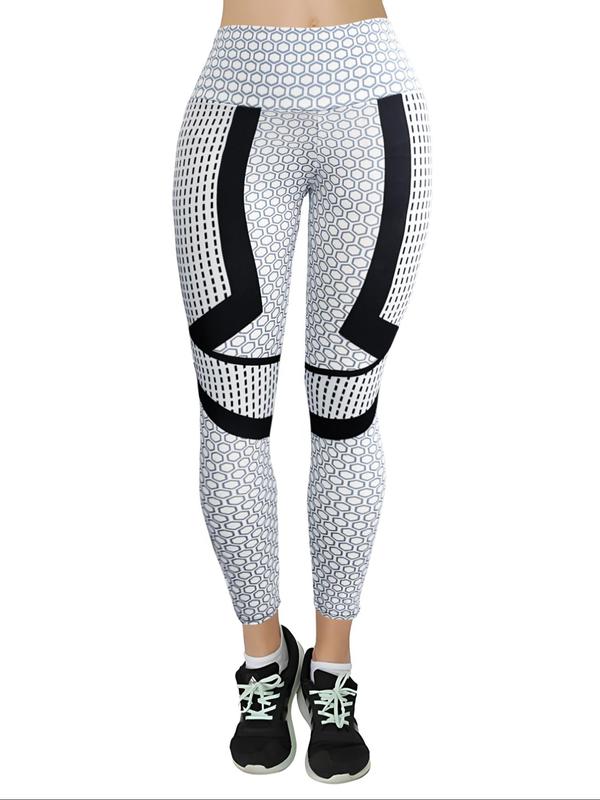 Women's All Over Print High Waist Leggings, Casual Comfy Breathable Skinny Pants for Yoga Gym Workout, Ladies Summer Bottoms