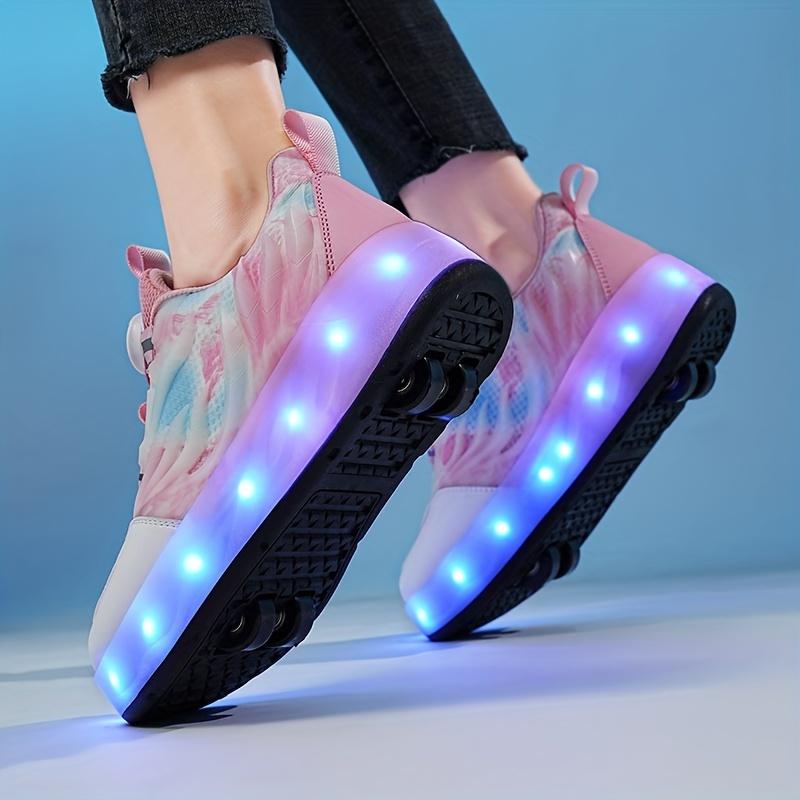 Fashion Roller Shoes With Rotating Buckle, Comfy Detachable Wheel Skate Sneakers For Outdoor